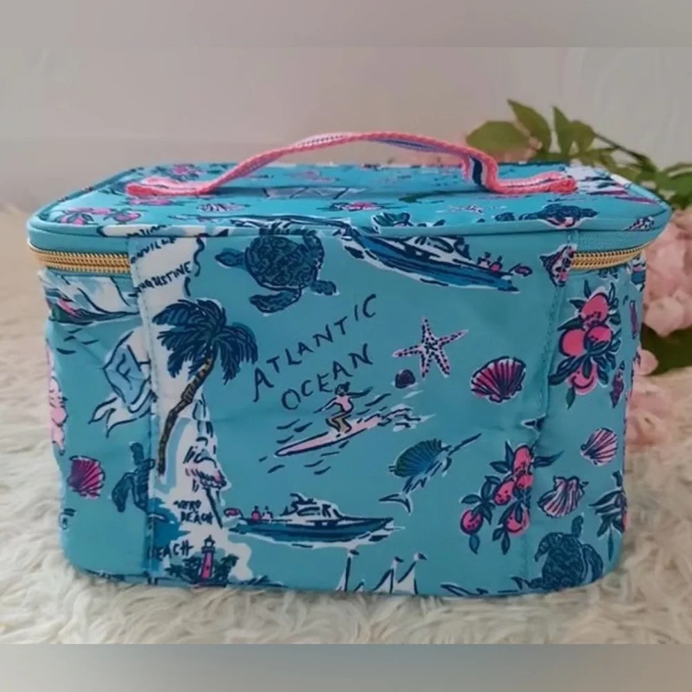 Lily Blue Floral Travel Cosmetic Bag - Picture 1 of 7